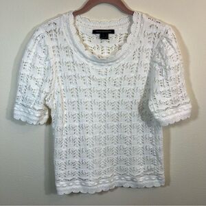French Connection Women’s White Open Knit Sweater Top Large